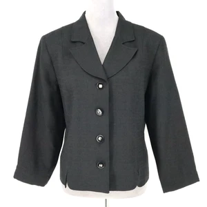 Appleseeds Jacket Petites 16P Black Woven Lined Blazer 4 Button Office Career - Picture 1 of 14