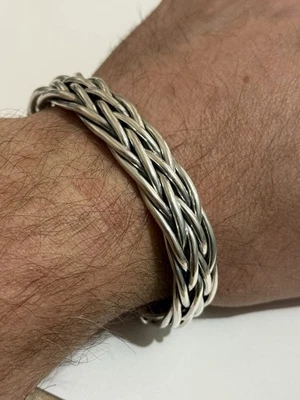 Scott Kay Heavy Woven Cuff Bracelet Sterling Silver Mens Large Excellent Conditi - Image 1 of 4