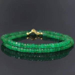 Natural Emerald Necklace 4 5mm Round Faceted Beryl Beads 20 Inch Handmade Strand - Picture 1 of 5