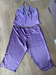 Purple Satin Pajama Set Women's 4X / 4T Luxurious Plus Size Lingerie - Picture 1 of 6