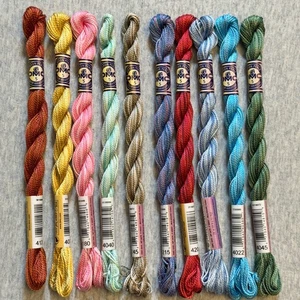 10 DMC Perle Color Variations Size 5 Pearl Cotton Thread No Repeats NOS - Picture 1 of 5