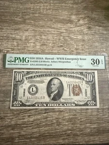 1934-A $10 Hawaii PMG VF-30 - WWII Emergency Issue - Julian Morgenthau - Picture 1 of 4
