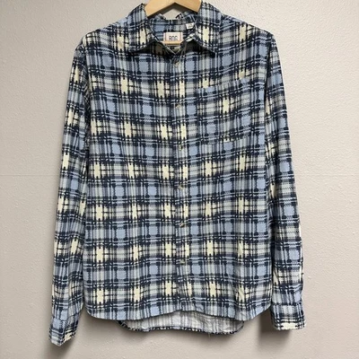 BDG Shirt Mens Large Blue Cream Plaid Corduroy Long Sleeve Button Up Casual NWT - Image 1 of 4