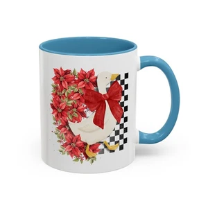 Taza de café Christmas Goose, taza festiva de vacaciones, mango rojo o azul, 2 tamaños - Imagen 1 de 25