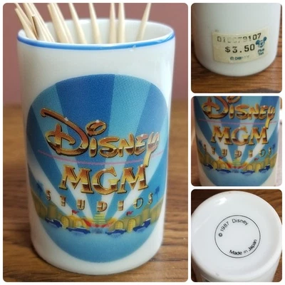 Soporte de palillo de dientes de vidrio de chupito Disneyworld Disney MGM STUDIOS 1987 DE COLECCIÓN NUEVO CON ETIQUETAS Foto 1 de 4