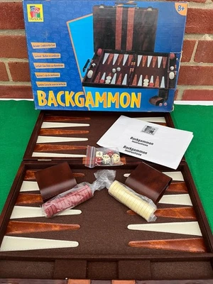 **NEW IN BOX** Pavilion Prestige Large Backgammon Board Game Leatherette Case - Image 1 of 4