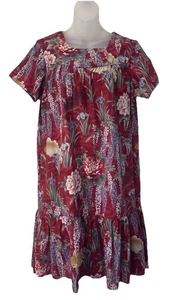 Karyl Kaye Red W/ Golden Koi Fish Floral MuuMuu Shift Dress~M~EUC - Picture 1 of 10