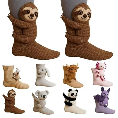 Winter Socks 1 Pair 3D Animal Knitted Foot Wear Funny Animal Socks For Cute - Image 1 of 4