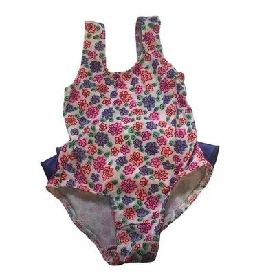 Traje de baño de una pieza con estampado floral para niñas Traje de baño de verano sin mangas Foto 1 de 4