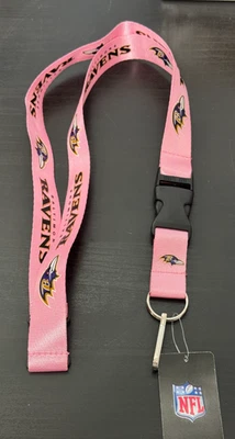 Baltimore Ravens Logo Lanyard with Detachable Key Chain Reversible Pink - Image 1 of 4