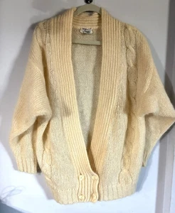 Vintage Off White Wool Mohair Cardigan Sweater  Smiths of Bermuda  S Lg - Picture 1 of 5