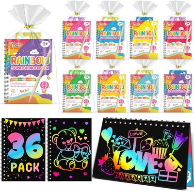 Rainbow Scratch Art Notebooks - 36 Pack Kids Party Favors for Birthdays  School - Image 1 of 4