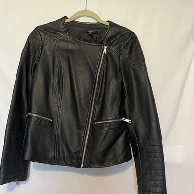 APT 9 Women's Black Full Zipper Faux Leather Moto Jacket Size Medium - Image 1 of 4