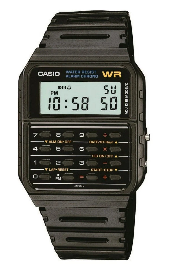 Casio Men's Watch Ca53w Databank 3208 Calculator Digital Quartz Black Resin