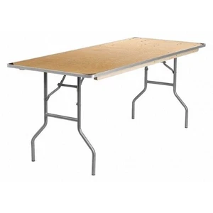 Flash Furniture Fold Table w/Metal Edge,Wood,30"x72" XA-3072-BIRCH-M-GG Flash - Picture 1 of 4