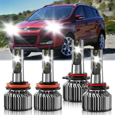 Faros LED delanteros de coche para Ford Escape 2013-2021 4 piezas bombilla de haz alto bajo 6500 k Foto 1 de 4