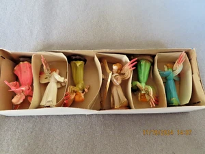VINTAGE BOXED SET OF 6 BUNTE PLASTIC ENGEL MUSIKER - Bild 1 von 5