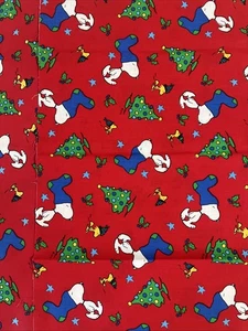 CONCORD FABRIC 2001 Peanuts Gang Woodstock Christmas Red Fabric 64”x44 & 13”x44” - Picture 1 of 2