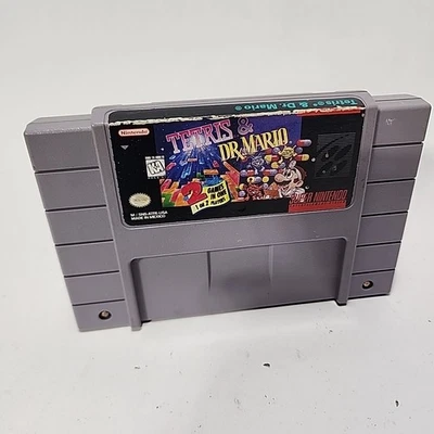 Tetris & Dr. Mario SNES Cartridge NO BOX OR Manual - Tested Working - Image 1 of 4