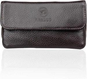 FIREDOG Echtleder Rauchen Tabak Pfeifentasche Etui Tasche für 2 Pfeifen braun - Bild 1 von 3