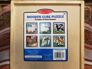 Melissa & Doug Farm Wooden Cube Puzzle With Storage Tray - 6 Puzzles in 1  - Picture 1 of 11