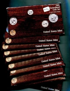 1985 P + D UNITED STATES MINT SET LOT OF 10 ORIGINAL ENVELOPES CH BU - Picture 1 of 1
