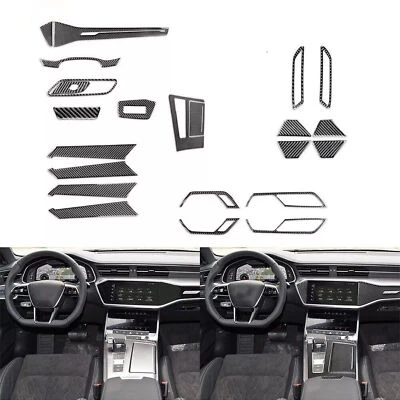 23Pcs Real Carbon Fiber Interior Kits Dash Cover Trim For Audi A6 C8 A7 2019-24 - Изображение 1 из 4