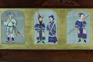 Framed set of 6 antique Chinese pith paintings of figures from the Qing Court - Picture 1 of 9