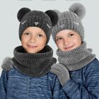Thermal Hats Scarf Gloves Set Winter Warm Beanie Snow Kit  Kids Cold-proof