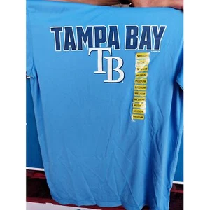 Majestic MLB Tampa Bay Rays Men's Light Blue Evolution Cool Base T-Shirt - Picture 1 of 4