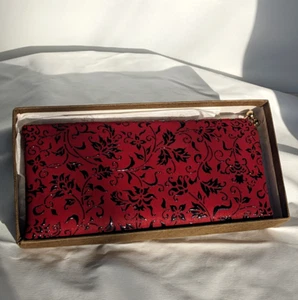 Japanese Traditional INDENYA Deer Leather Wallet/Glasses Case WineRed New In box - Picture 1 of 11