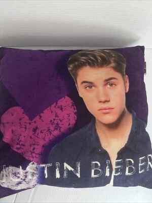Justin Bieber Pillow Purple Decorative Pillow Bravado Officially Licensed Hearts - Image 1 of 4
