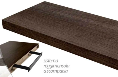 MENSOLA DA PARETE MODERNA LEGNO MURO REGGIMENSOLA A SCOMPARSA WENGè 60*25*4 cm - Immagine 1 di 4