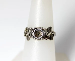 Anillo Flor Marcasita Vintage Plata Esterlina Talla 6.5 - 11338 - Imagen 1 de 3