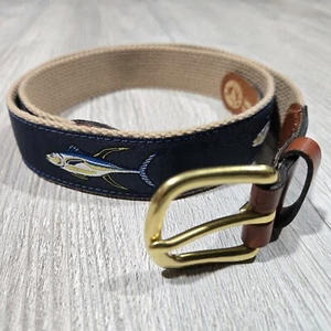 Leather Man Ltd Yellowfin Tuna Fish Fishing Belt Woven Braided Solid Brass - 36 - Picture 1 of 16