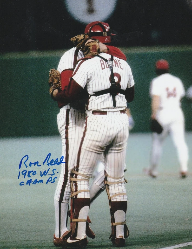 RON REED  PHILADELPHIA PHILLIES  1980 WS CHAMPS  ACTION SIGNED 8x10 - Image 1 of 1