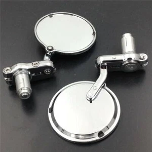7/8" Motorcycle Round Handle Bar End Mirrors For Honda Yamaha Cafe Racer Bobber - Picture 1 of 9