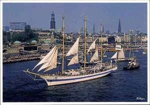 Postkarte SCHIFFE (Ship Ships): Hamburg Hafen Schiff Dreimaster Segelschiff MIR - Bild 1 von 2