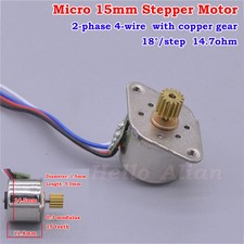 Micro Mini 15MM Stepper Motor 2-Phase 4-Wire  Stepping Motor Copper metal Gear