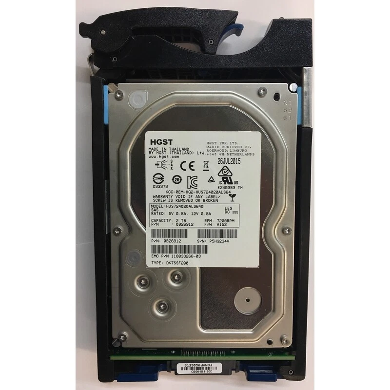 118033266-03 - EMC 2TB 7200 RPM SAS 3.5" HDD  for VNX 5100, 5200, 5300, 5400,... - Image 1 of 1