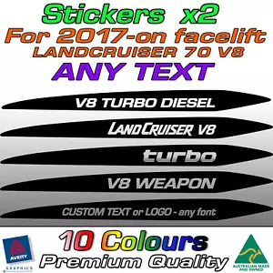 Bonnet scoop stickers for LandCruiser 70 V8 TURBO DIESEL 2017-2023 *ANY TEXT* - Picture 1 of 19