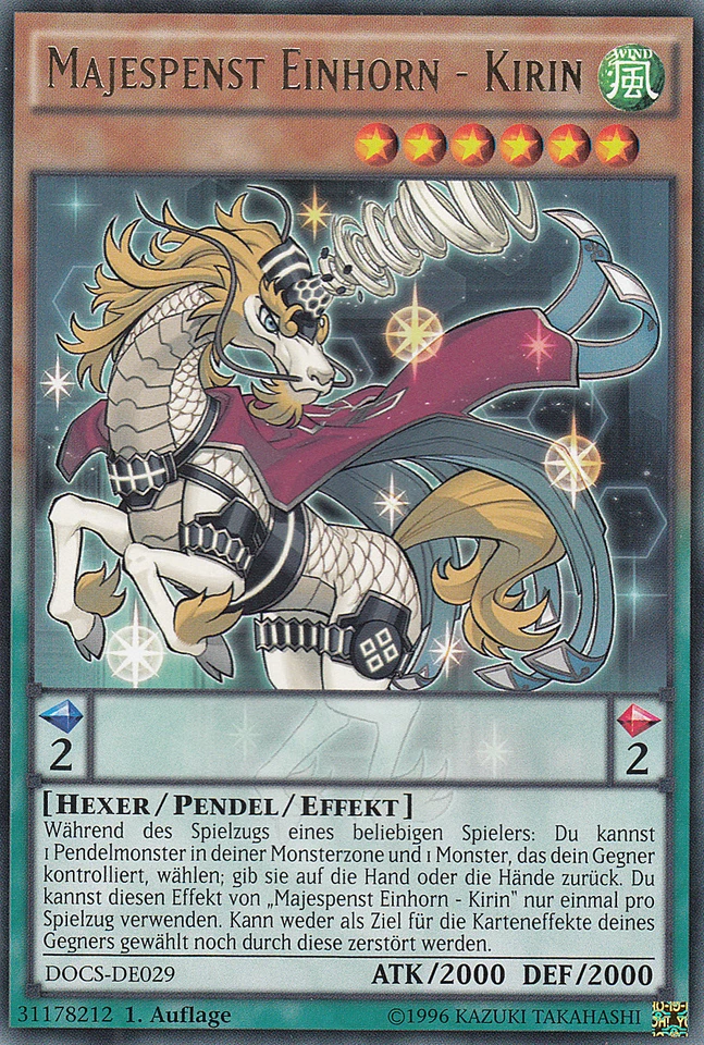 YU-GI-OH, MAJESPENST EINHORN - KIRIN, R, DOCS-DE029, 1. Auflage, TOP - Bild 1 von 1
