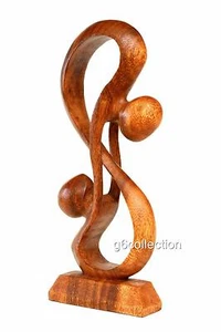 12" Wooden Abstract Sculpture Statue Hand Carved "Hold Me Tight" Gift Art Decor - Picture 1 of 3