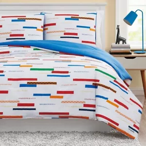 Crayola 2PC Twin Reversible Serpentine Striped Comforter Set *New* - Picture 1 of 3