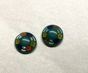 53 uds.  Cabujones de vidrio vintage 10 mm forma redonda - verde con flores - Imagen 1 de 4
