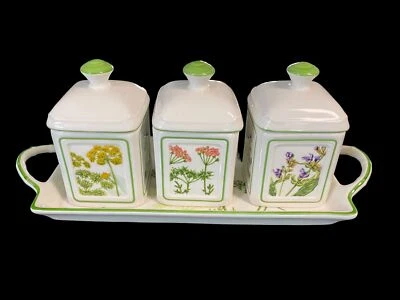 IMPRESIONANTE Villeroy & Boch ALTHEA NOVA CHARM Juego de tres tarros/latas de mermelada y bandeja Foto 1 de 4