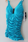 NWT Kenneth Cole New York Smocked Turquoise Sexy Tankini Swim Suit Top M $75