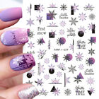 Autocollants pour ongles hiver 3D flocons de neige Noël arbre nail art décalcomanie feuilles décorations
