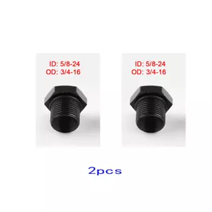 2Pcs Black 5/8-24 to 3/4-16 Automotive Threaded Oil Filter Adapter High Quality - Picture 1 of 8