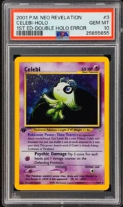 PSA 10 Celebi 2001 Neo Relevation Double Holo Error 1st Edition Pokemon - Picture 1 of 2